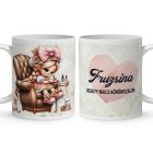 Névvel kérhető - Aranyos Körmös manólány mintás bögre