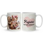 Névvel kérhető - Aranyos Körmös manólány mintás bögre