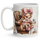 Névvel kérhető - Aranyos Körmös manólány mintás bögre