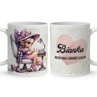 Névvel kérhető - Cuki lila Körmös manólány mintás bögre