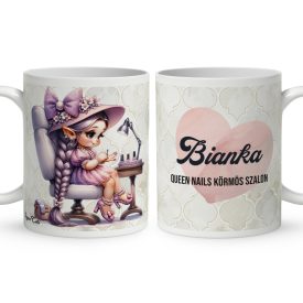   Névvel kérhető - Cuki lila Körmös manólány mintás bögre