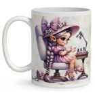 Névvel kérhető - Cuki lila Körmös manólány mintás bögre