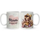 Névvel kérhető - Cuki Arany Körmös manólány mintás bögre