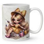 Névvel kérhető - Cuki Arany Körmös manólány mintás bögre