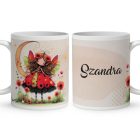 Névvel kérhető - Cuki pipacs tündérlány és a hold mintás bögre