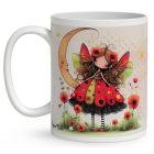 Névvel kérhető - Cuki pipacs tündérlány és a hold mintás bögre