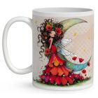 Névvel kérhető - Gyönyörű pipacs tündérlány és a hold mintás bögre