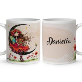   Névvel kérhető - Kedves pipacs tündérlány és a hold mintás bögre