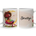 Névvel kérhető - Huncut pipacs tündérlány és aranyhold mintás bögre