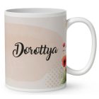 Névvel kérhető - Huncut pipacs tündérlány és aranyhold mintás bögre