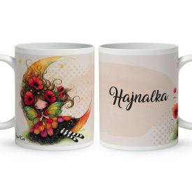   Névvel kérhető - Ölelő pipacs tündérlány és a hold mintás bögre