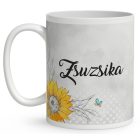 Névvel kérhető - Cuki Napraforgós tündérlány kosárral mintás bögre