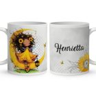 Névvel kérhető - Cuki Napraforgós tündérlány lámpással mintás bögre