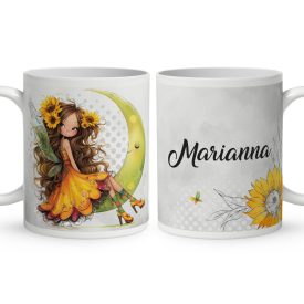   Névvel kérhető - Huncut Napraforgós tündérlány mintás bögre