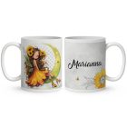 Névvel kérhető - Huncut Napraforgós tündérlány mintás bögre