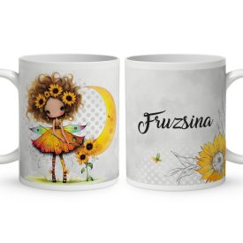   Névvel kérhető - Bájos Napraforgós tündérlány mintás bögre