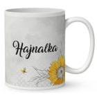 Névvel kérhető - Hosszúhajú cuki Napraforgós tündérlány mintás bögre