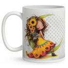 Névvel kérhető - Lazulós Napraforgós tündérlány mintás bögre