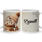 Névvel kérhető - Sütifaló kávés manó lány mintás bögre