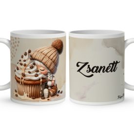   Névvel kérhető - Sütifaló kávés manó lány mintás bögre