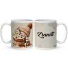 Névvel kérhető - Sütifaló kávés manó lány mintás bögre