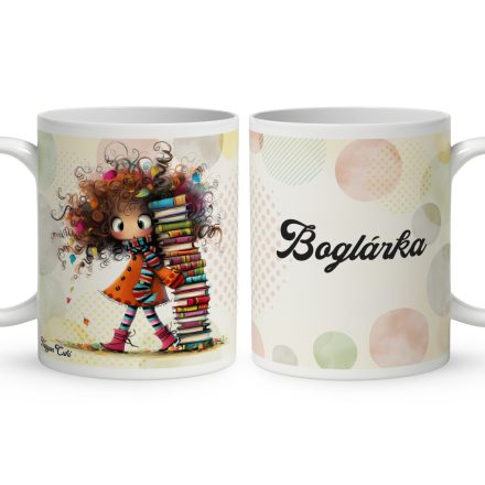 Névvel kérhető - A legaranyosabb őszi Könyvmoly lány mintás bögre