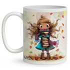 Névvel kérhető - Cuki őszi Könyvmoly lány mintás bögre