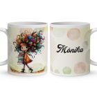 Névvel kérhető - Könyves őszi Könyvmoly lány mintás bögre