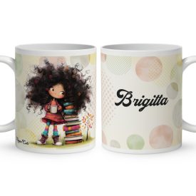   Névvel kérhető - Kávé és könyvek őszi Könyvmoly lány mintás bögre