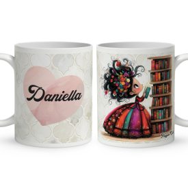 Névvel kérhető - Cuki könyv hercegnő mintás bögre