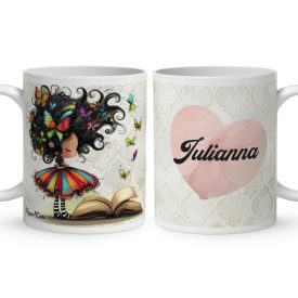   Névvel kérhető - Pillangós könyv hercegnő mintás bögre