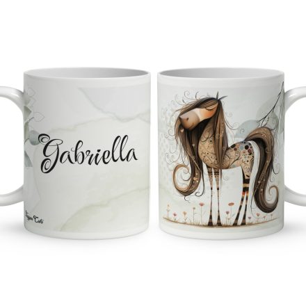 Névvel kérhető - Kedves furi lovas mintás bögre