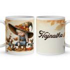 Névvel kérhető - Őszi manó lány ésa mókusok mintás bögre