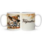 Névvel kérhető - Őszi manó lány ésa mókusok mintás bögre