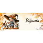 Névvel kérhető - Őszi manó lány ésa mókusok mintás bögre