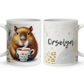 Névvel kérhető - Kávézó capybara mintás bögre