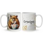 Névvel kérhető - Kávézó capybara mintás bögre