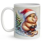 Névvel kérhető - Vidám szánkós capybara mintás bögre