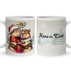 Névvel kérhető - Cuki Karácsonyi capybara pár mintás bögre