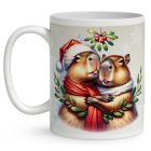 Névvel kérhető - Cuki Karácsonyi capybara pár mintás bögre