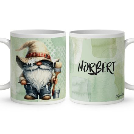 Névvel kérhető - Cuki Festő Ezermester manó mintás bögre