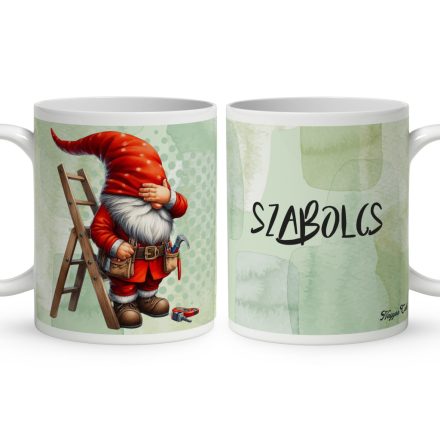 Névvel kérhető - Atyaég - Létrás Ezermester manó mintás bögre