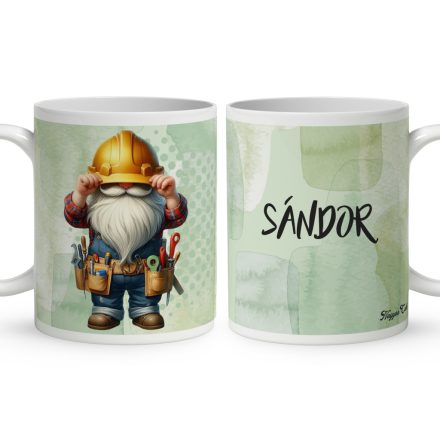 Névvel kérhető - Építész Ezermester manó mintás bögre