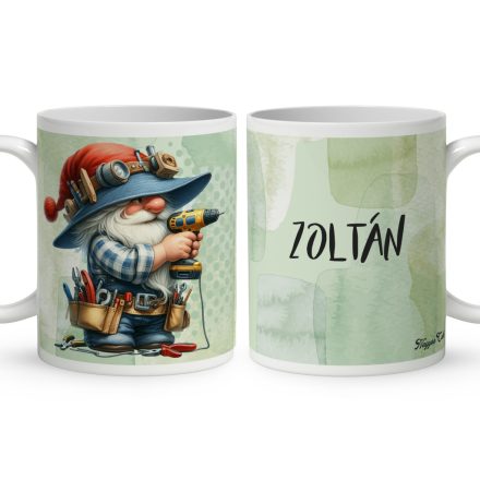 Névvel kérhető - Csavaros Ezermester manó mintás bögre