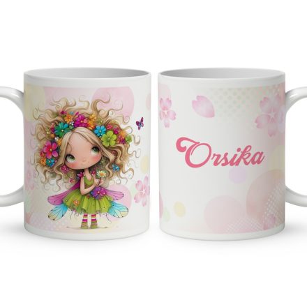 Névvel kérhető - Bájos virág tündér pillangóval mintás bögre