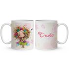 Névvel kérhető - Bájos virág tündér pillangóval mintás bögre