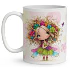 Névvel kérhető - Bájos virág tündér pillangóval mintás bögre