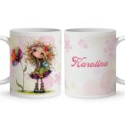 Névvel kérhető - Nagyon édes virág tündér mintás bögre