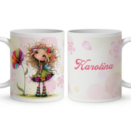 Névvel kérhető - Nagyon édes virág tündér mintás bögre