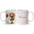 Névvel kérhető - Nagyon édes virág tündér mintás bögre